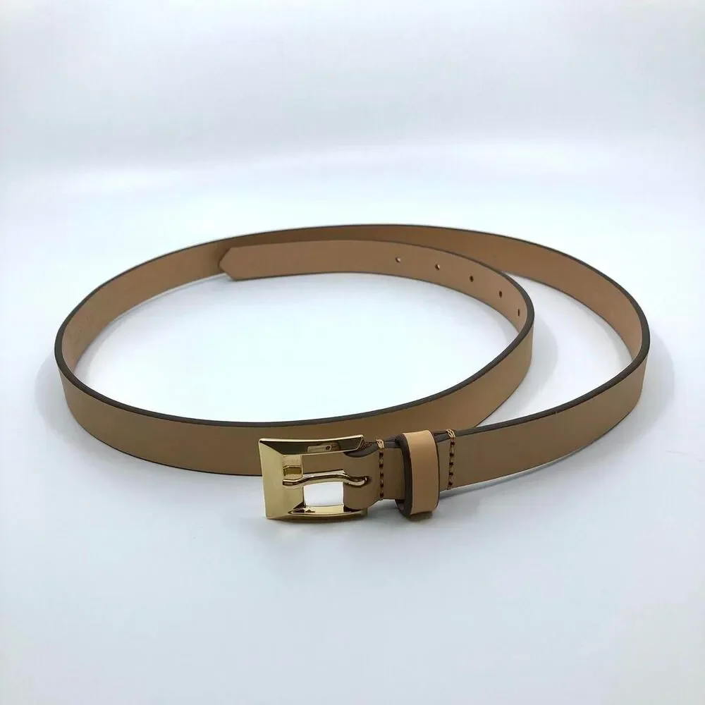 M.M.LaFleur Women's Beige, Gold Buckle, Italian Leather, 34-38 Inches, X7G9A432